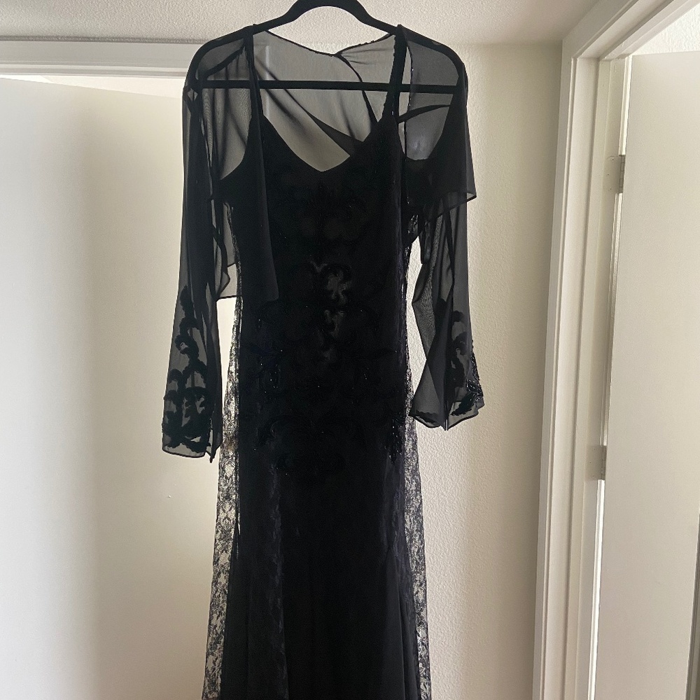 Karen Miller embellished black gown